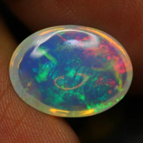 4.2ct Welo Opal Oval Cabochon AAA+ Green Fire Flash Loose Ethiopian