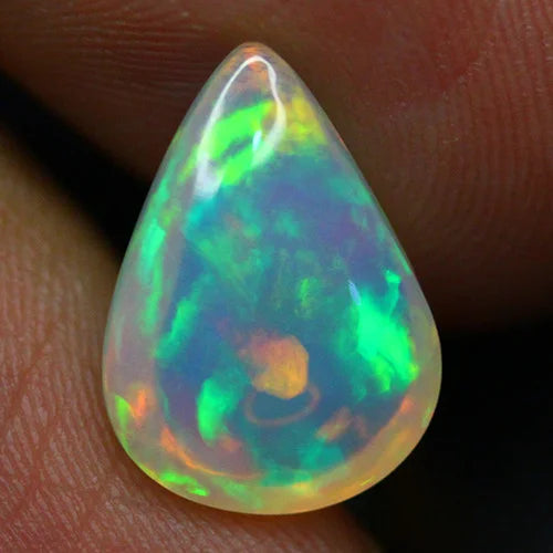 4.19ct Welo Opal Pear Cabochon AAA+ Hexagon Pattern Flash Loose Ethiopian