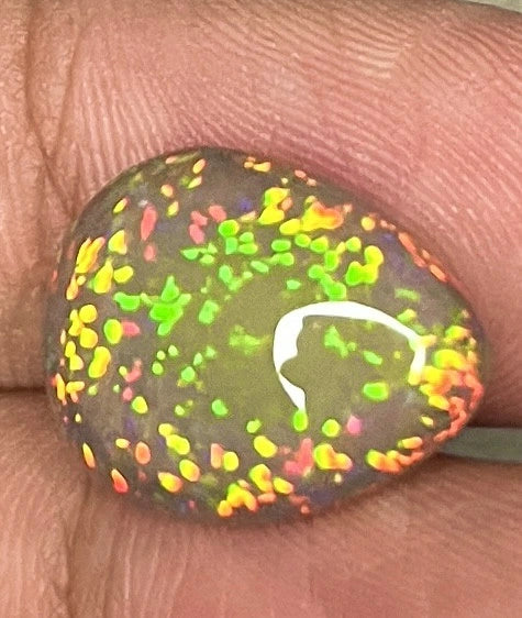 8.3ct Welo Opal Pear Cabochon AAAA Ethiopian Pinfire Dark Dase Loose VIDEO