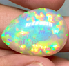 19.8ct Welo Opal Pear Cabochon AAAA Ethiopian Honeycomb Vivid Neon Loose