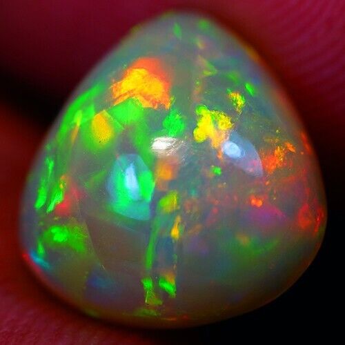 4.2ct Welo Opal Pear Cabochon AAA+ Loose Ethiopian Strong Flash