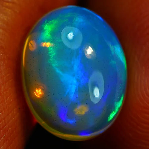 3.6ct Welo Opal Oval Cabochon AAA+ Blue-Green Flash Loose Ethiopian