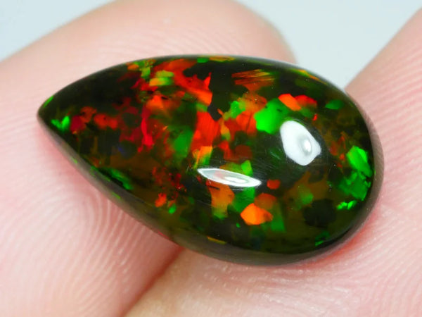 3.79ct Welo Opal Pear Cabochon AAAA Smoked Loose Ethiopian