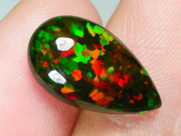 3.79ct Welo Opal Pear Cabochon AAAA Smoked Loose Ethiopian