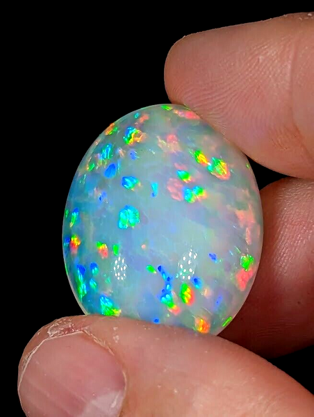 25.4ct Welo Opal Oval Cabochon AAAA Loose Prism Flash Ethiopian