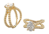 14K Gold Oval Cut Solitaire Ring Setting - Beaded Split-Shank Style Ring Mounting