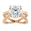 14K Gold Round Cut Solitaire Ring Setting - Beaded Split-Shank Style Ring Mounting