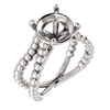 14K Gold Round Cut Solitaire Ring Setting - Beaded Split-Shank Style Ring Mounting