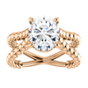14K Gold Oval Cut Solitaire Ring Setting - Beaded Split-Shank Style Ring Mounting