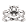 Sterling Silver Oval Cut Solitaire Ring Setting - Beaded Split-Shank Style Ring Mounting