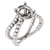 Sterling Silver Oval Cut Solitaire Ring Setting - Beaded Split-Shank Style Ring Mounting