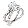 Sterling Silver Oval Cut Solitaire Ring Setting - Beaded Split-Shank Style Ring Mounting