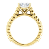14K Gold Oval Cut Solitaire Ring Setting - Beaded Split-Shank Style Ring Mounting