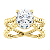 14K Gold Oval Cut Solitaire Ring Setting - Beaded Split-Shank Style Ring Mounting
