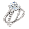 14K Gold Round Cut Solitaire Ring Setting - Beaded Split-Shank Style Ring Mounting