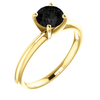14K Gold Extra Fine Black Diamond Solitaire Ring - Classic Style Ring