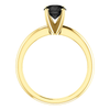 14K Gold Extra Fine Black Diamond Solitaire Ring - Classic Style Ring