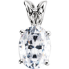 14K Gold Oval Cut Solitaire Pendant Setting - Scroll Style Pendant Mounting