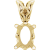 14K Gold Oval Cut Solitaire Pendant Setting - Scroll Style Pendant Mounting