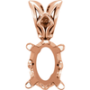 14K Gold Oval Cut Solitaire Pendant Setting - Scroll Style Pendant Mounting