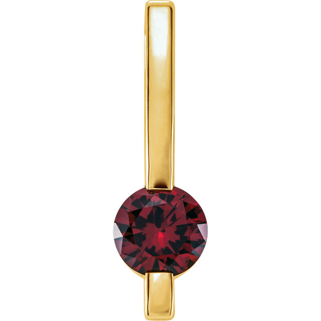 14K Gold Round Cut Solitaire Pendant Setting - Bar Style Pendant Mounting