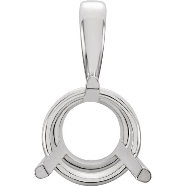Sterling Silver Round Cut Solitaire Pendant Setting - Basket Style 3 Prong Pendant Mounting