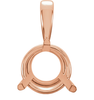 14K Gold Round Cut Solitaire Pendant Setting - Basket Style 3 Prong Pendant Mounting