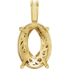 14K Gold Oval Cut Solitaire Pendant Setting - Laurel Scroll Style Pendant Mounting