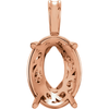 14K Gold Oval Cut Solitaire Pendant Setting - Laurel Scroll Style Pendant Mounting