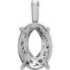 Sterling Silver Oval Cut Solitaire Pendant Setting - Laurel Scroll Style Pendant Mounting