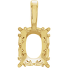 14K Solid Gold Oval 4-Prong Vintage Scroll Pendant Setting 8x6mm-25x20mm
