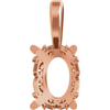 14K Solid Gold Oval 4-Prong Vintage Scroll Pendant Setting 8x6mm-25x20mm