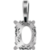 Sterling Silver Oval 4-Prong Vintage Scroll Pendant Setting 8x6mm-25x20mm