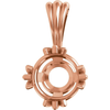 14K Gold Round Cut Solitaire Pendant Setting - Claw Style Pendant Mounting