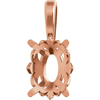 14K Solid Gold Oval 4-Prong Fleur-de-lis Pendant Setting 6x4mm-12x10mm