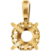 14K Gold Round Cut Solitaire Pendant Setting - Fleur-de-lis Style Pendant Mounting