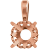 14K Gold Round Cut Solitaire Pendant Setting - Fleur-de-lis Style Pendant Mounting