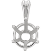 14K Gold Round Cut Solitaire Pendant Setting - Basket Style 6 Prong Pendant Mounting