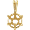14K Gold Round Cut Solitaire Pendant Setting - Basket Style 6 Prong Pendant Mounting
