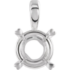 14K Gold Round Cut Solitaire Pendant Setting - Hearts on Top Style Pendant Mounting