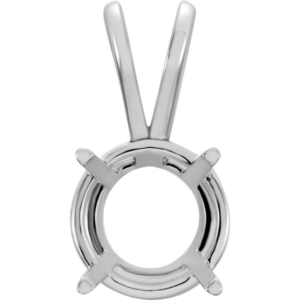 Sterling Silver Round Cut Solitaire Pendant Setting - Basket Style Pendant Mounting