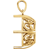 14K Gold Oval Solitaire Pendant Setting Antique Scroll 10x8mm-14x12mm