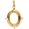 14K Gold Oval Solitaire Pendant Setting Antique Scroll 10x8mm-14x12mm