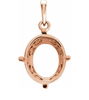 14K Gold Oval Solitaire Pendant Setting Antique Scroll 10x8mm-14x12mm