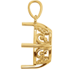 14K Gold Round Cut Solitaire Pendant Setting - Antique Scroll Style Pendant Mounting