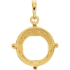 14K Gold Round Cut Solitaire Pendant Setting - Antique Scroll Style Pendant Mounting