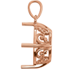 14K Gold Round Cut Solitaire Pendant Setting - Antique Scroll Style Pendant Mounting