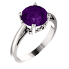 Sterling Silver Round Cut Solitaire Ring Setting - Scroll Style Ring Mounting