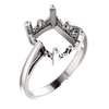14K Gold Emerald Cut Solitaire Ring Setting - Scroll Style Ring Mounting