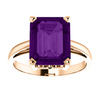 14K Gold Emerald Cut Solitaire Ring Setting - Scroll Style Ring Mounting